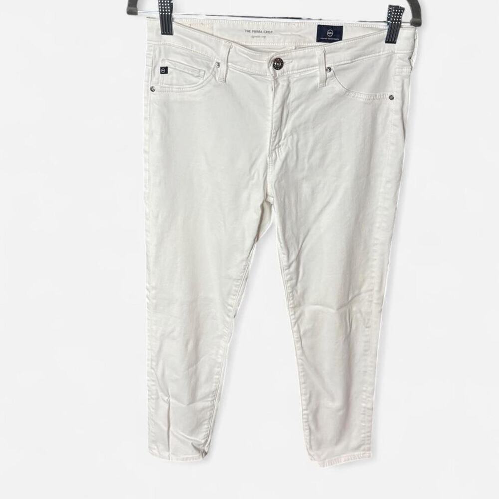 AG Adriano Goldschmied The Prima Crop White Cigarette Jeans Womens 28 LSS1557WHT
